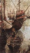 CARPACCIO, Vittore The Arrival of the Pilgrims in Cologne (detail) Spain oil painting artist